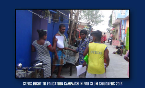 STEDS right to education campaign in for slum childrens 2016-7